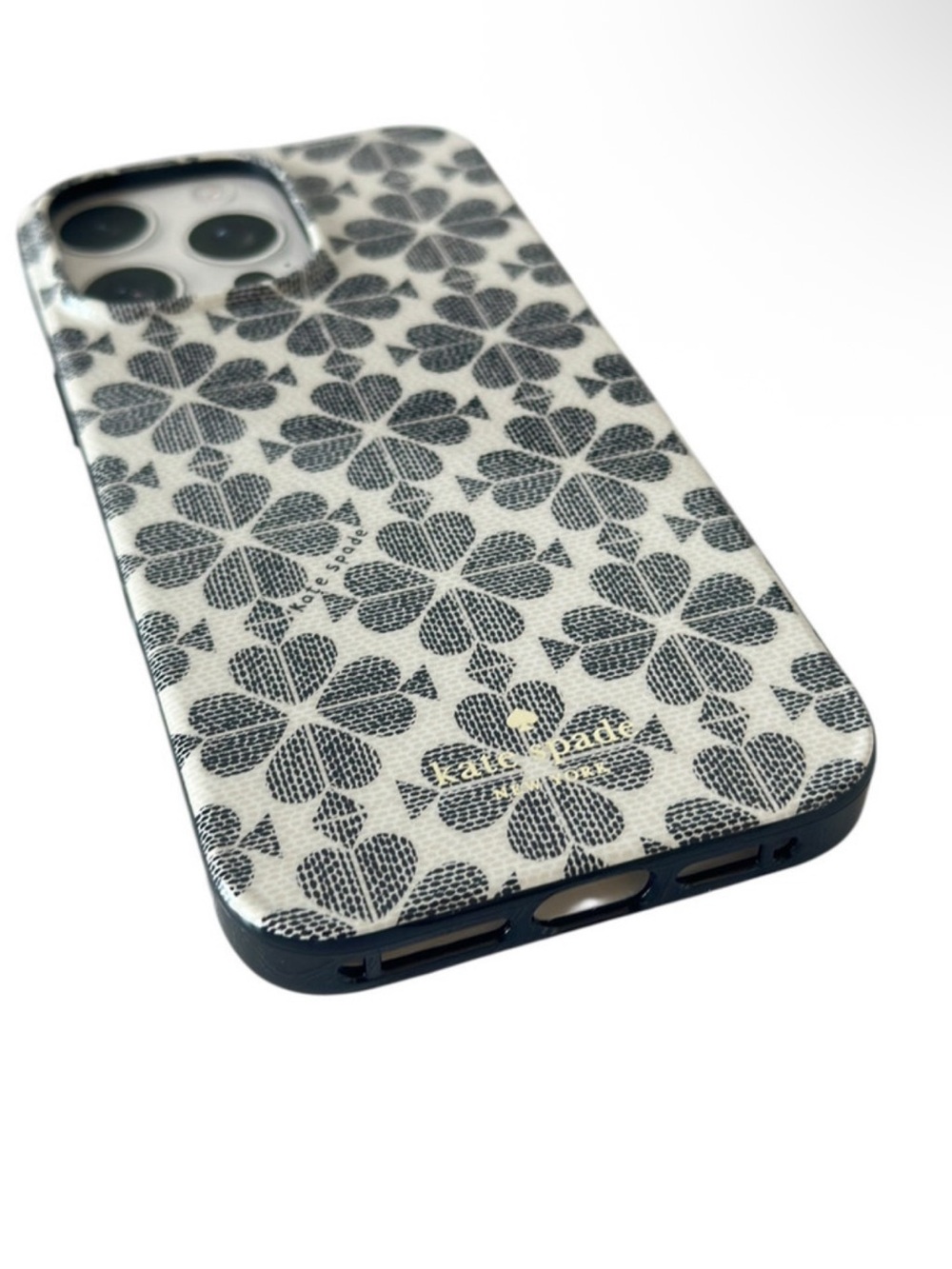 Kate Spade Black & White Clover Print iPhone 16 Pro Case